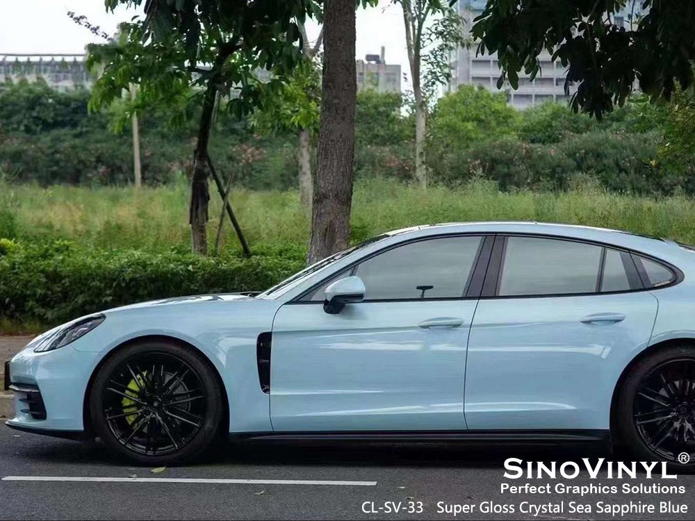 CL-SV-33 Super Gloss Crystal Sea Sapphire Blue Wrap Auto for PORSCHE