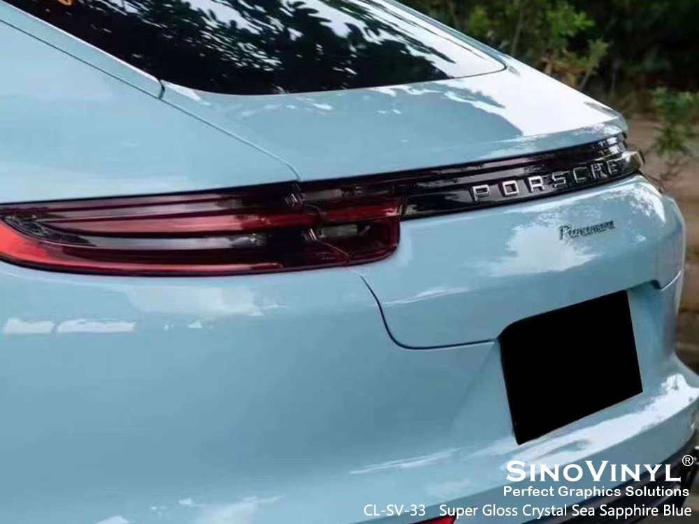 CL-SV-33 Super Gloss Crystal Sea Sapphire Blue Wrap Auto for PORSCHE