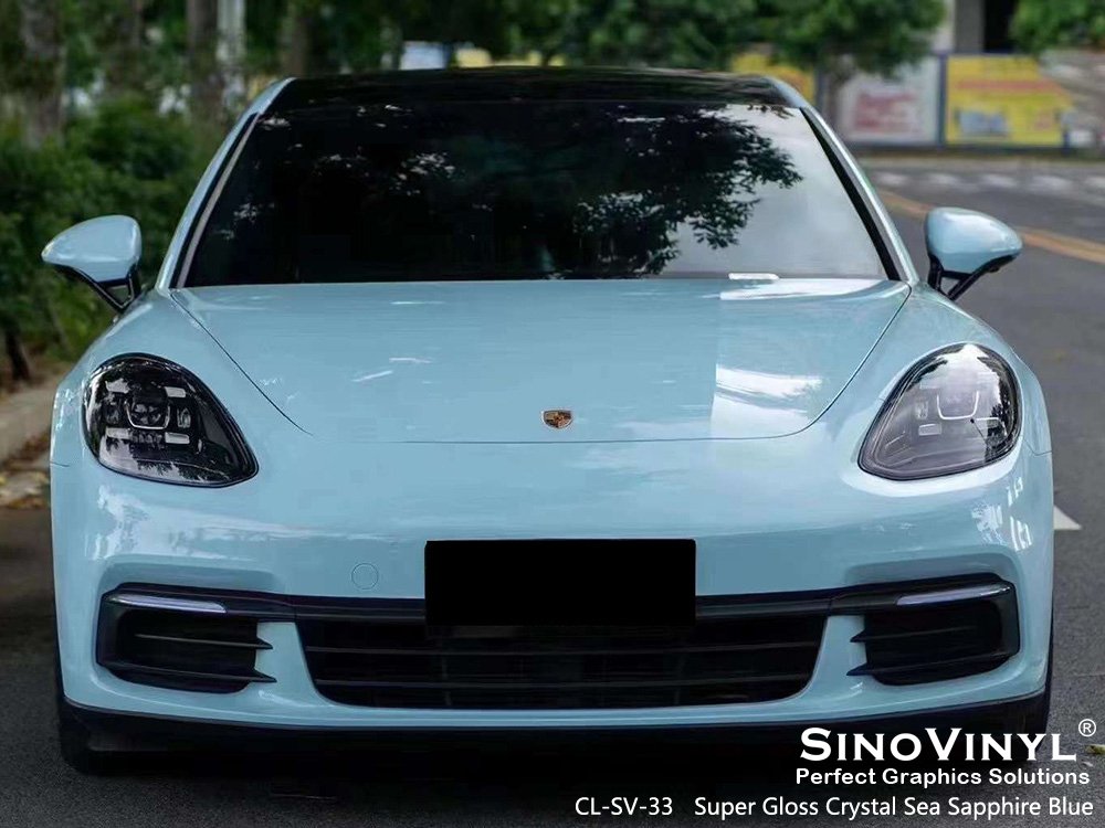 CL-SV-33 Super Gloss Crystal Sea Sapphire Blue Wrap Auto for PORSCHE