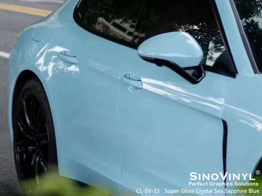 CL-SV-33 Super Gloss Crystal Sea Sapphire Blue Wrap Auto for PORSCHE