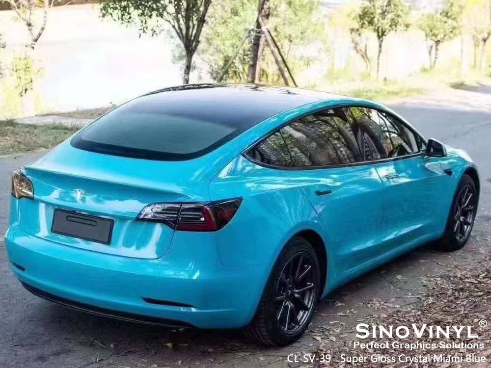 CL-SV-39 Super Gloss Crystal Miami Blue Best Car Wrap Colors for TESLA