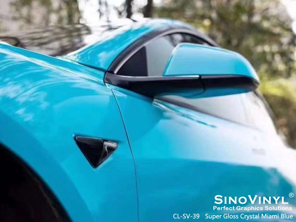 CL-SV-39 Super Gloss Crystal Miami Blue Best Car Wrap Colors for TESLA