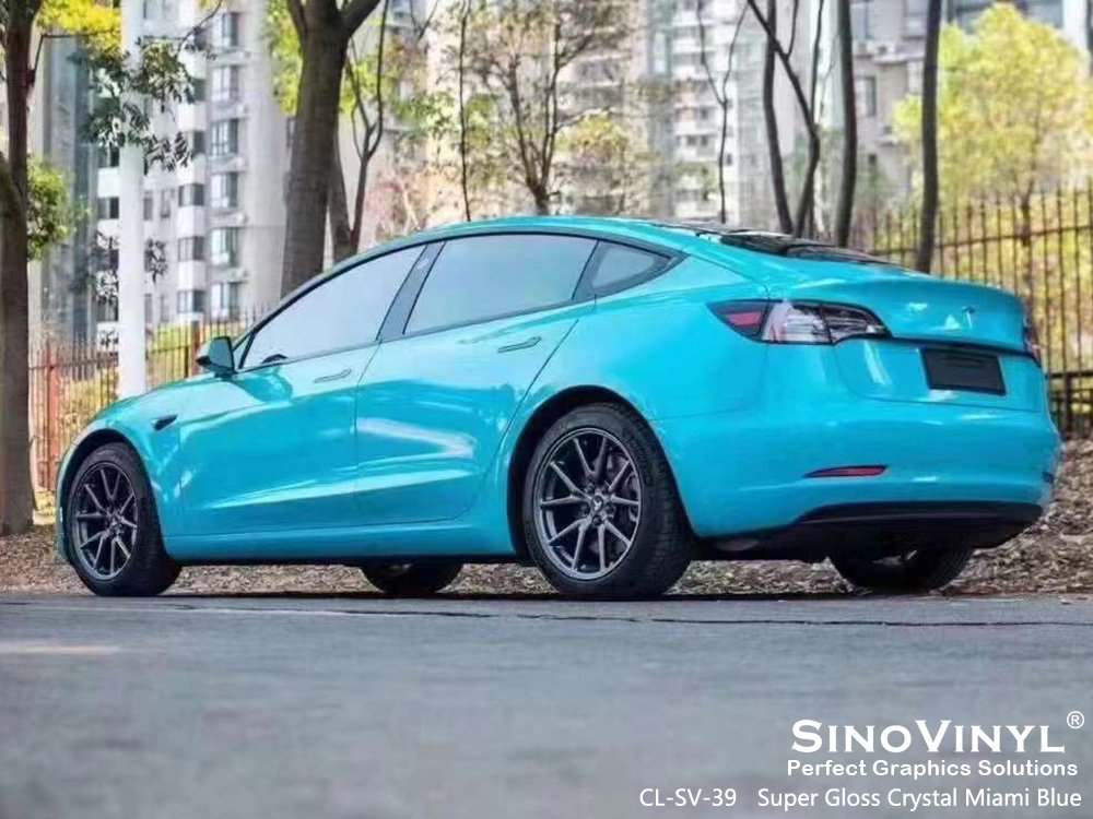 CL-SV-39 Super Gloss Crystal Miami Blue Best Car Wrap Colors for TESLA