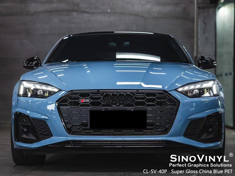 CL-SV-40P Super Gloss China Blue PET Vehicle Vinyl for AUDI