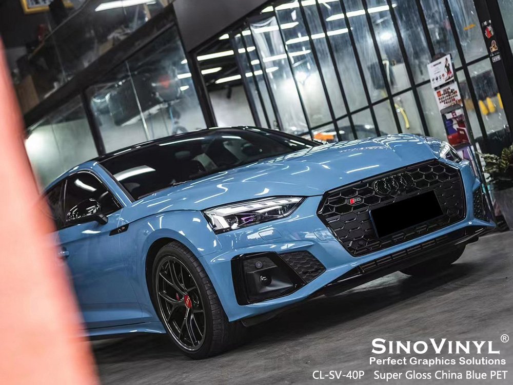 CL-SV-40P Super Gloss China Blue PET Vehicle Vinyl for AUDI