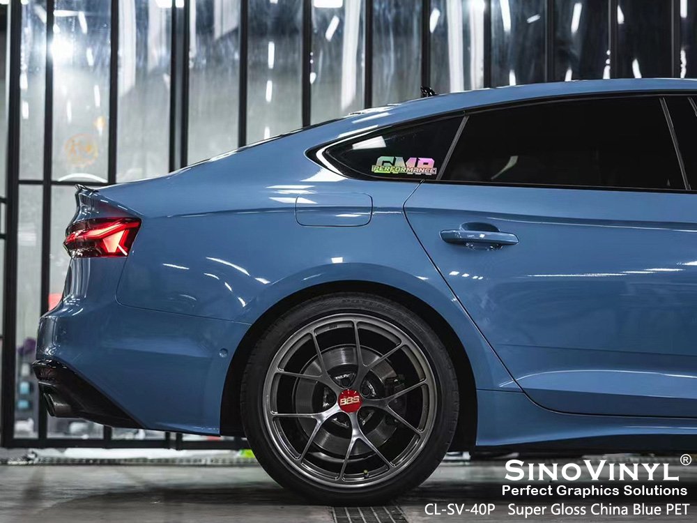 CL-SV-40P Super Gloss China Blue PET Vehicle Vinyl for AUDI