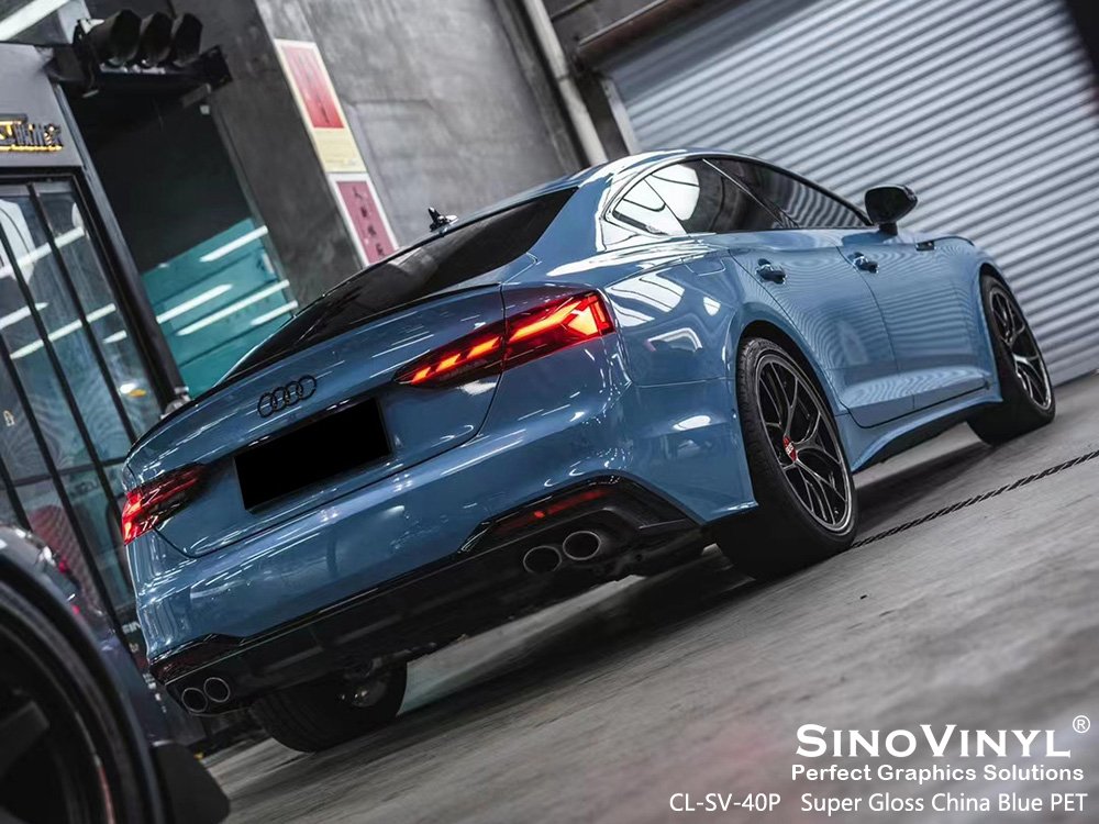 CL-SV-40P Super Gloss China Blue PET Vehicle Vinyl for AUDI