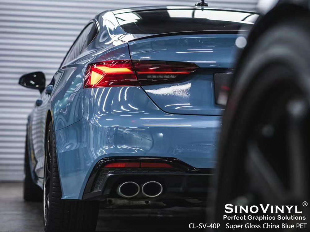 CL-SV-40P Super Gloss China Blue PET Vehicle Vinyl for AUDI