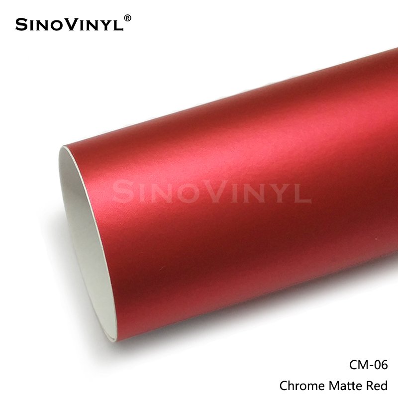 Car Clothes 1.52*18m air free bubbles High Stretch Red Matte Chrome Film For Auto Car Vinyl Wrapping