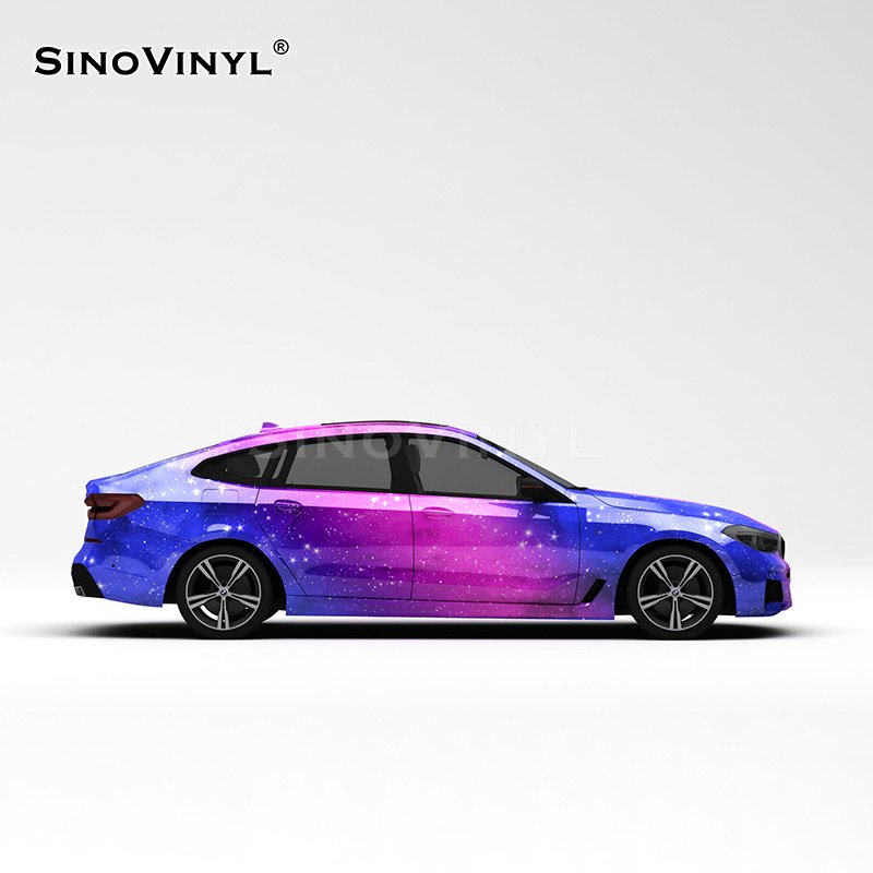 Glitter Blue Purple Premium Car Films d'emballage de carrosserie Film de vinyle imprimable pour voiture Galaxy