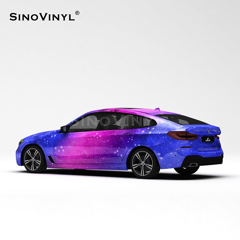 Glitter Blue Purple Premium Car Body Wrapping Films Printable Galaxy Car Vinyl Wrap