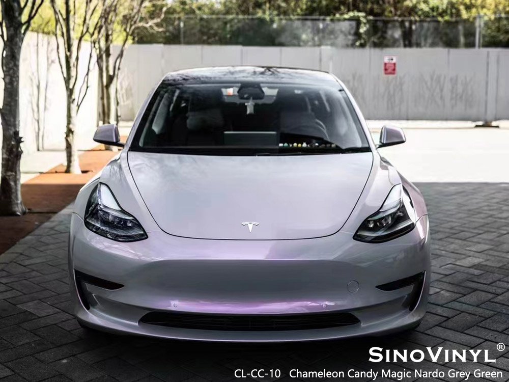 CL-CC-10 Chameleon Candy Magic Nardo Grey Green Custom Trailer Wraps for TESLA