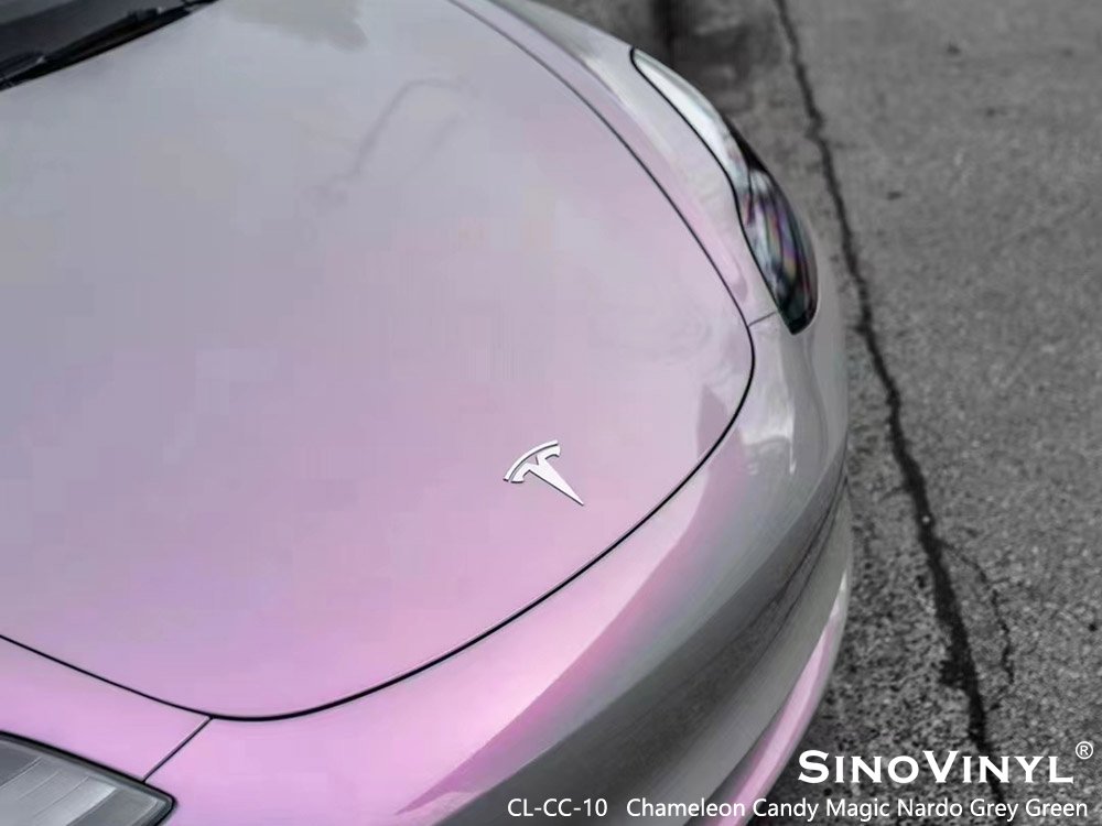 CL-CC-10 Chameleon Candy Magic Nardo Grey Green Custom Trailer Wraps for TESLA