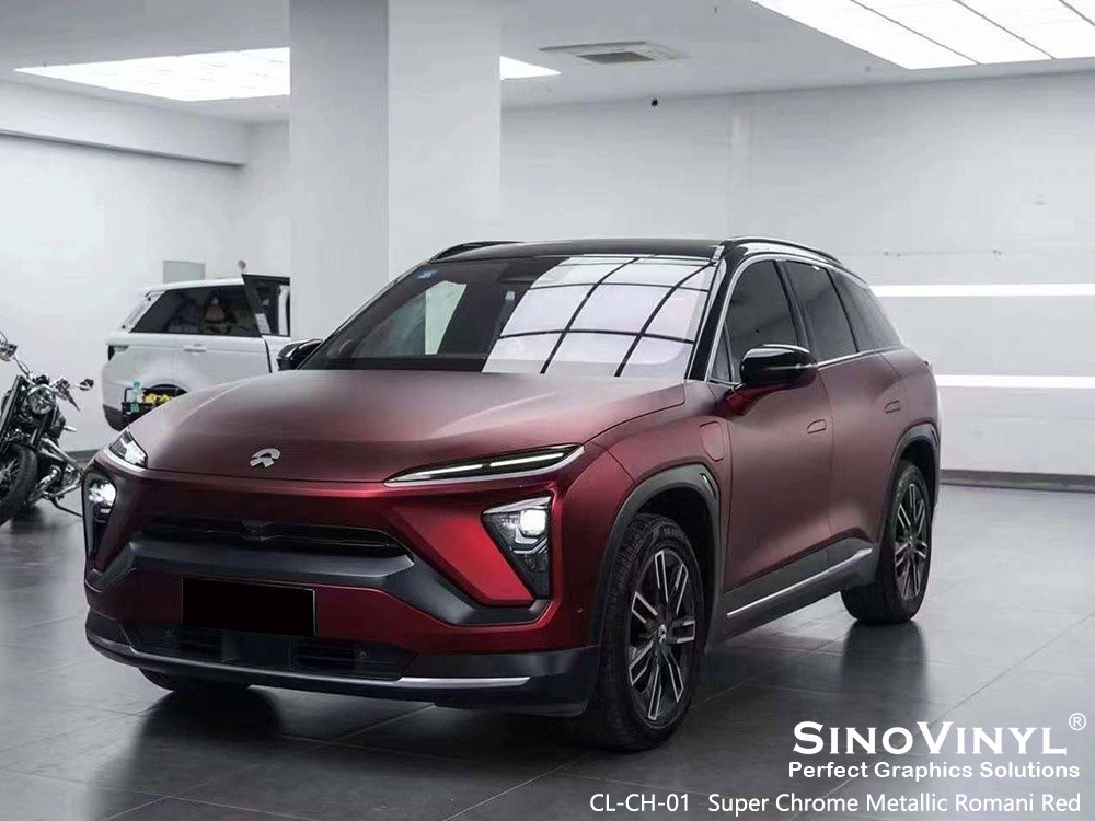 CL-CH-01 Super Chrome Metallic Romani Red Metallic Car Wrap for NIO