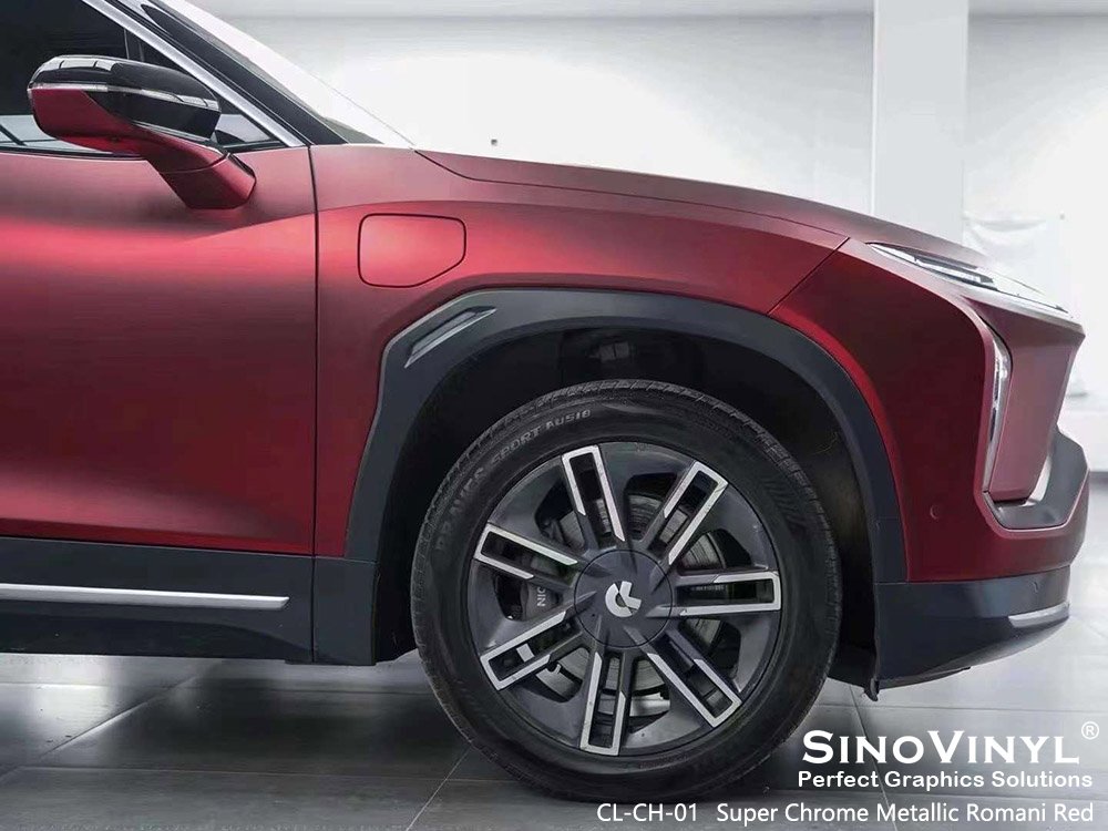CL-CH-01 Super Chrome Metallic Romani Red Metallic Car Wrap for NIO