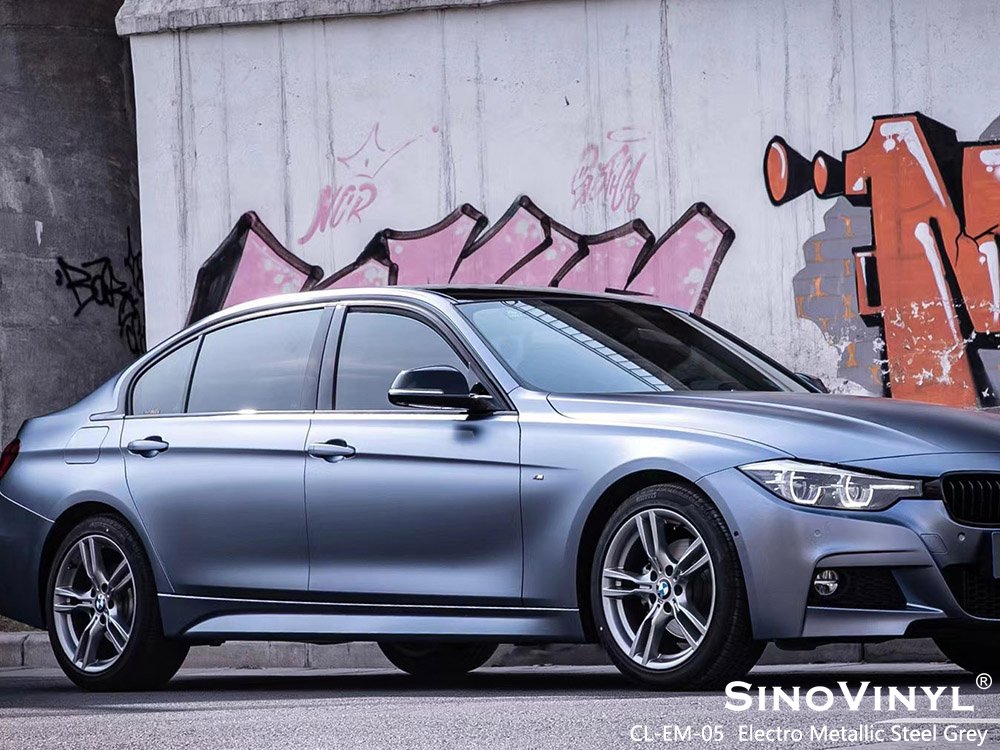 CL-EM-05 Electro Metallic Steel Grey Vehicle Vinyl Wrap Prices for BMW