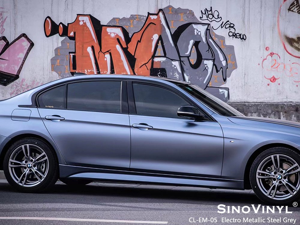 CL-EM-05 Electro Metallic Steel Grey Vehicle Vinyl Wrap Prices for BMW