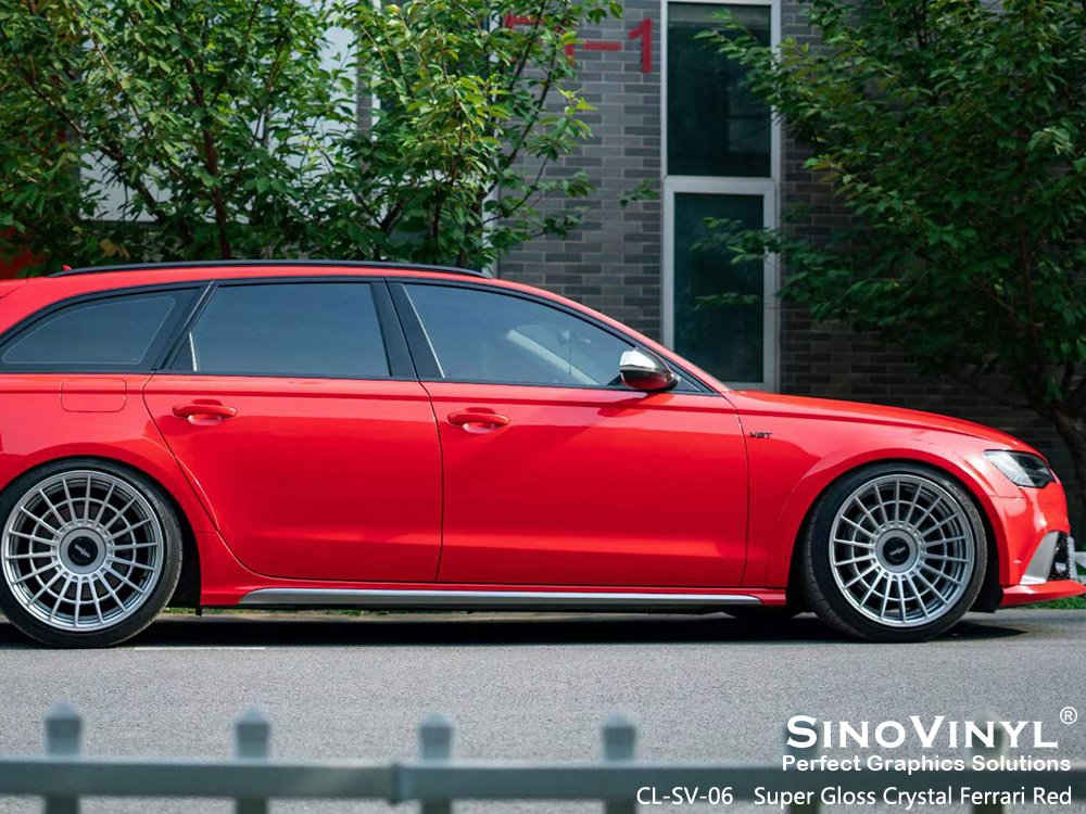 CL-SV-06 Super Gloss Crystal Ferrari Red Custom Car Vinyl for AUDI