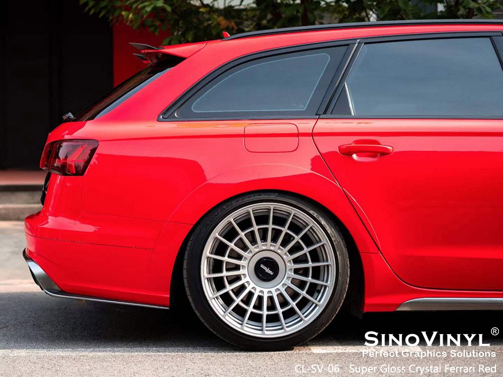 CL-SV-06 Super Gloss Crystal Ferrari Red Custom Car Vinyl for AUDI