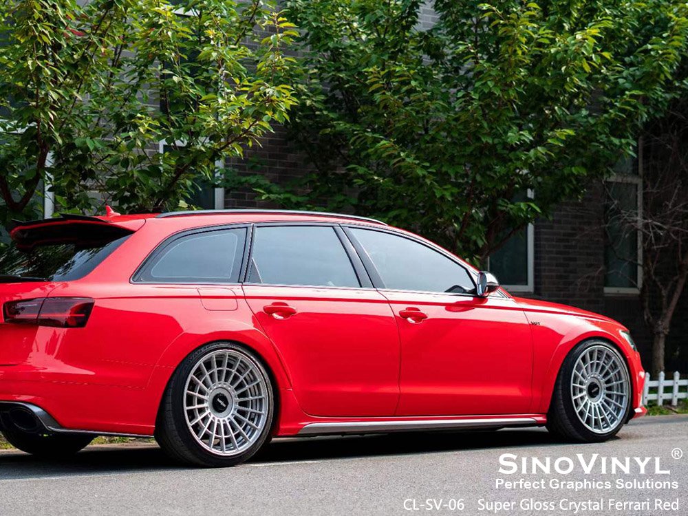 CL-SV-06 Super Gloss Crystal Ferrari Red Custom Car Vinyl for AUDI