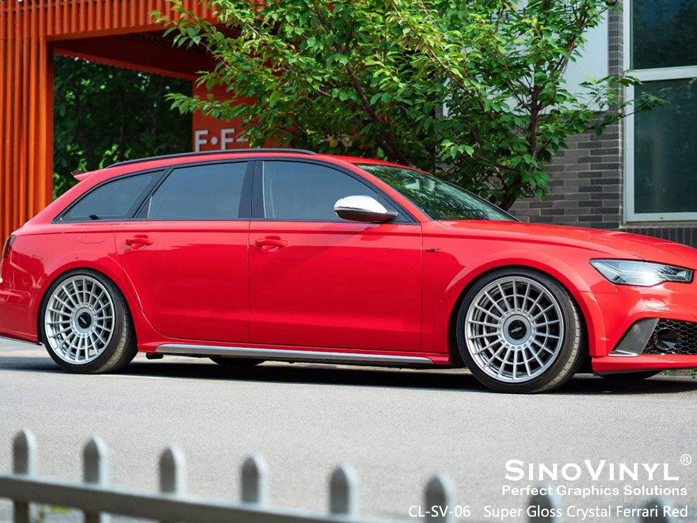 CL-SV-06 Super Gloss Crystal Ferrari Red Custom Car Vinyl for AUDI