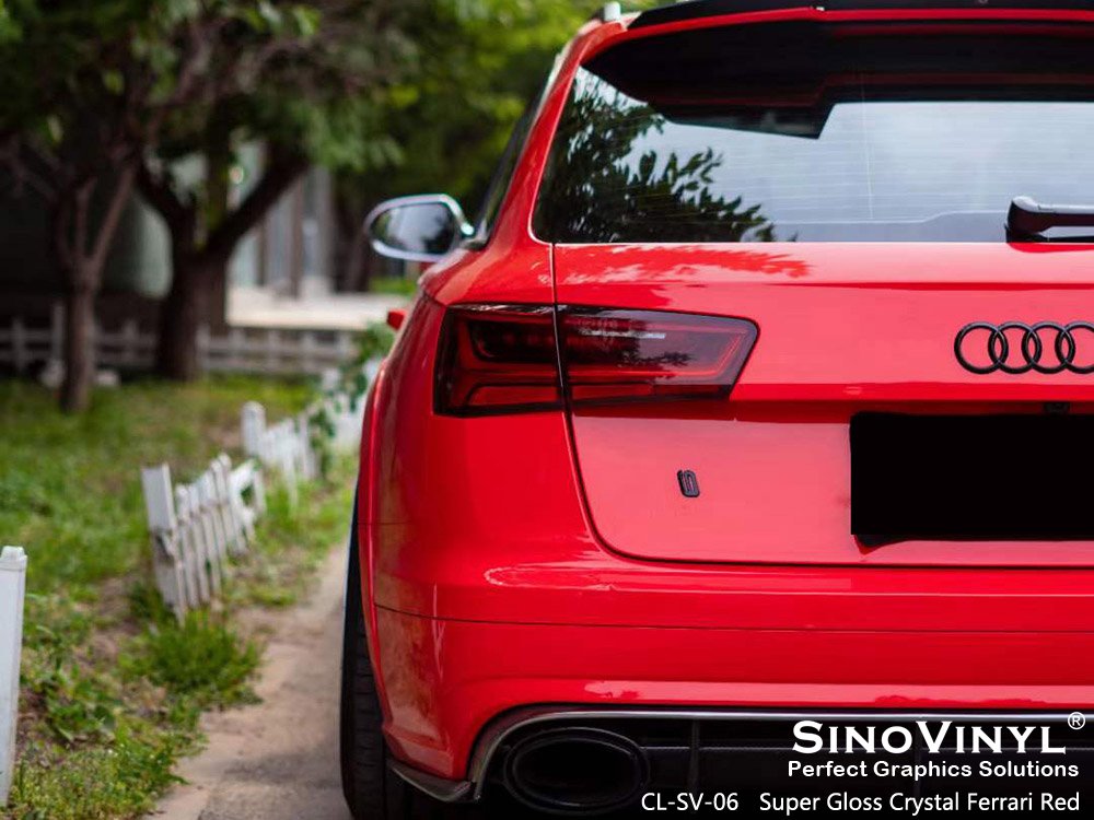 CL-SV-06 Super Gloss Crystal Ferrari Red Custom Car Vinyl for AUDI