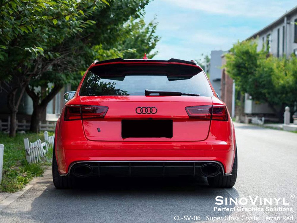 CL-SV-06 Super Gloss Crystal Ferrari Red Custom Car Vinyl for AUDI