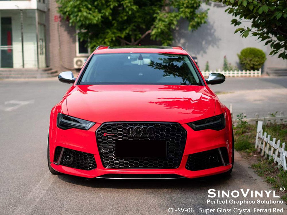 CL-SV-06 Super Gloss Crystal Ferrari Red Custom Car Vinyl for AUDI