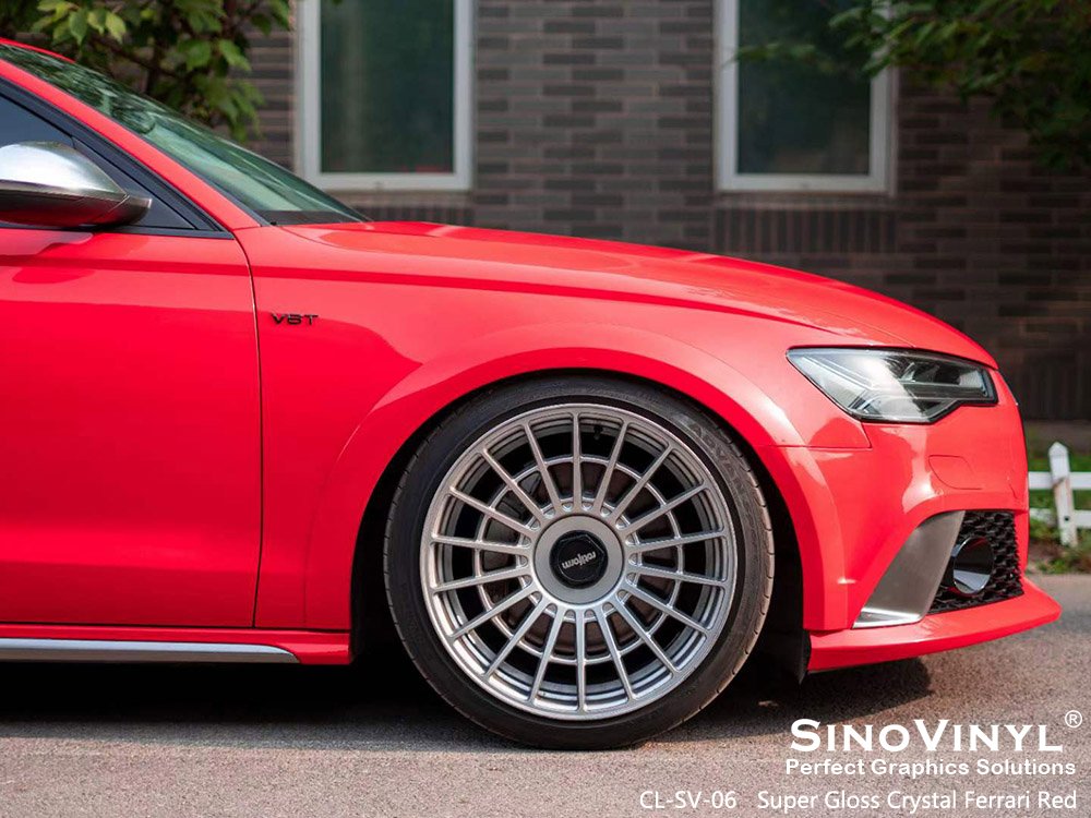 CL-SV-06 Super Gloss Crystal Ferrari Red Custom Car Vinyl for AUDI