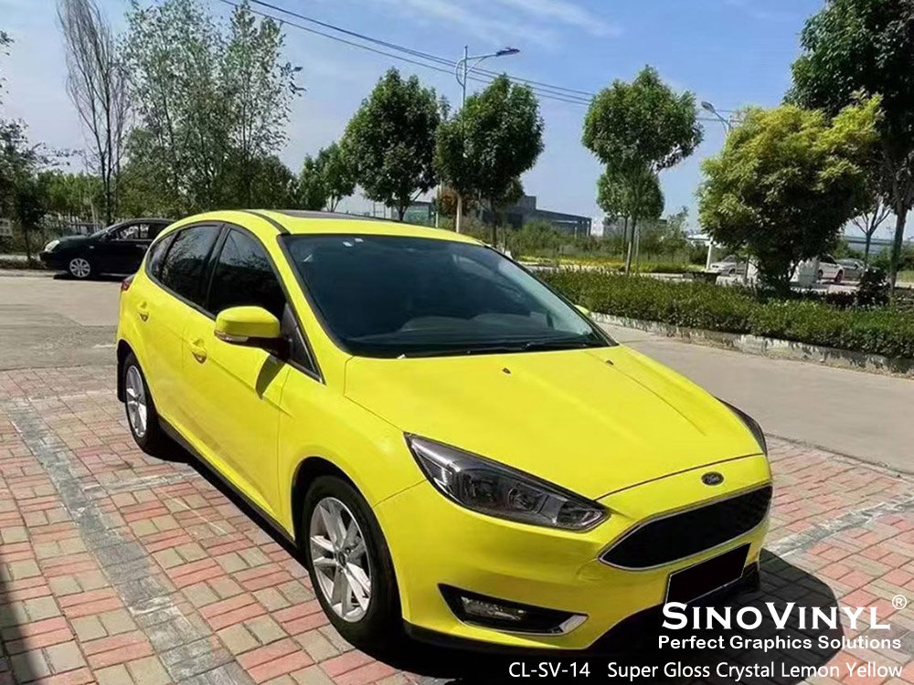 CL-SV-14 Super Gloss Crystal Lemon Yellow Full Car Wrap for Ford