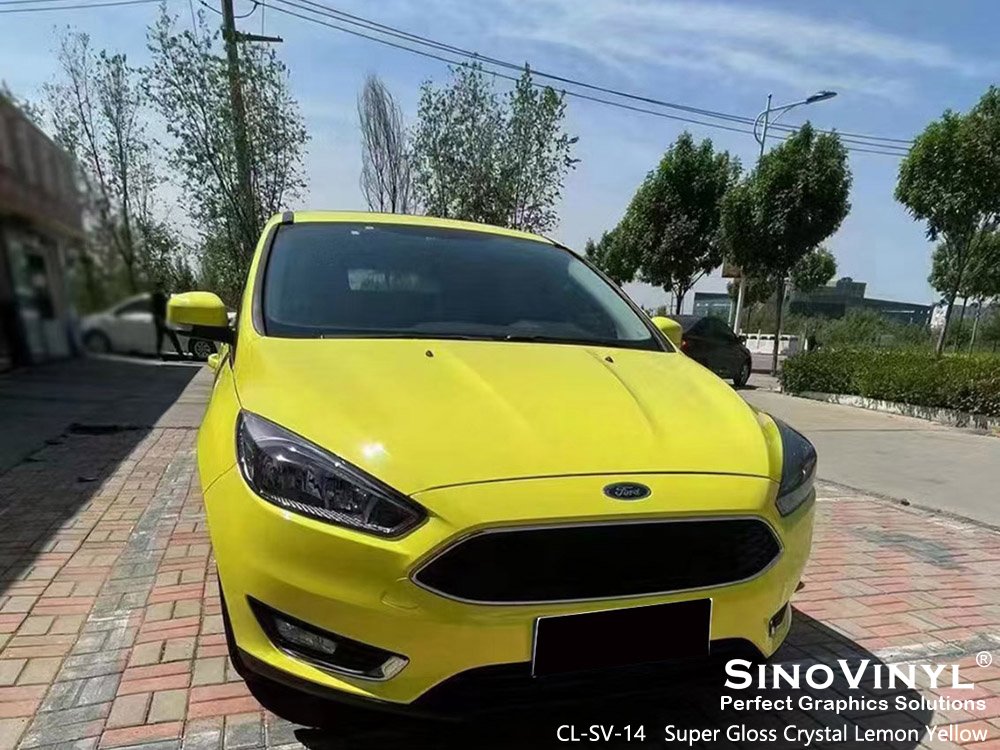CL-SV-14 Super Gloss Crystal Lemon Yellow Full Car Wrap for Ford