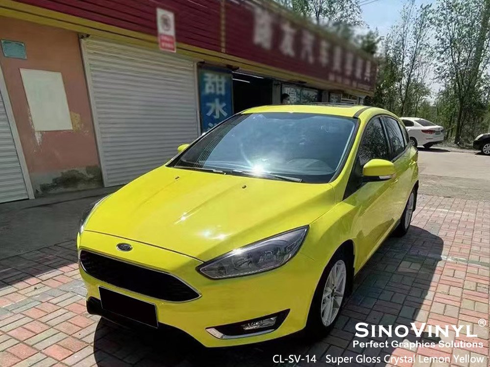 CL-SV-14 Super Gloss Crystal Lemon Yellow Full Car Wrap for Ford