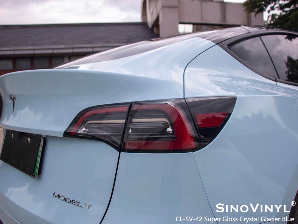 Air Free Bubbles Car Body Protective Colored Change High Glossy Glacier Blue Vinyl Car Wraps Supplier